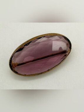 Vintage Victorian Czech Purple Amethyst Glass Brooch Pin